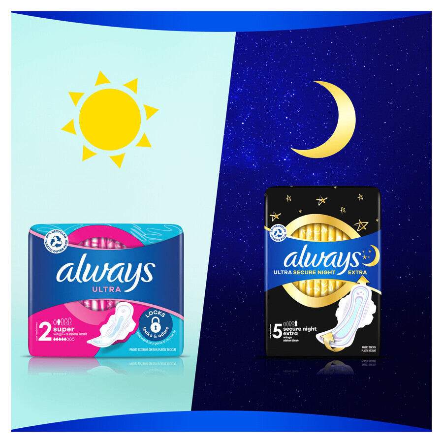 Always Ultra, serviettes hygiéniques avec ailettes, taille 2, Super, 32 pièces