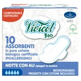 Vivicot Bio Organic Cotton Winged Compostable Night Sanitary Napkins 10 Count