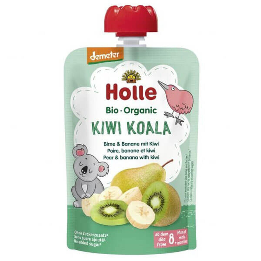 Holle, Fruchtmousse in der Tube, Kiwi Koala, Birne, Banane mit Kiwi, nach 8 Monaten, 100 g