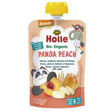 Holle, Mousse di frutta in tubetto Panda Pesca, pesca, albicocca, banana con farro BIO, dopo 8 mesi, 100 g