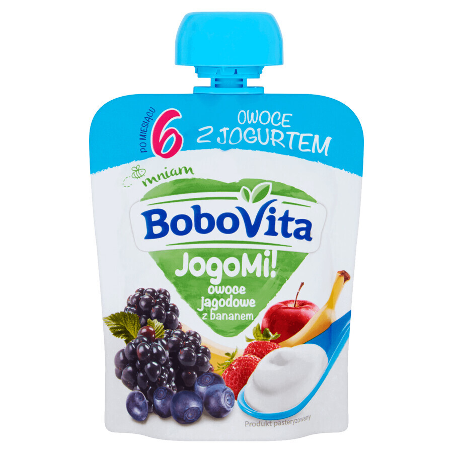 ¡BoboVita JogoMi! Fruta con yogur en tubo, fruta de baya con plátano, 80 g