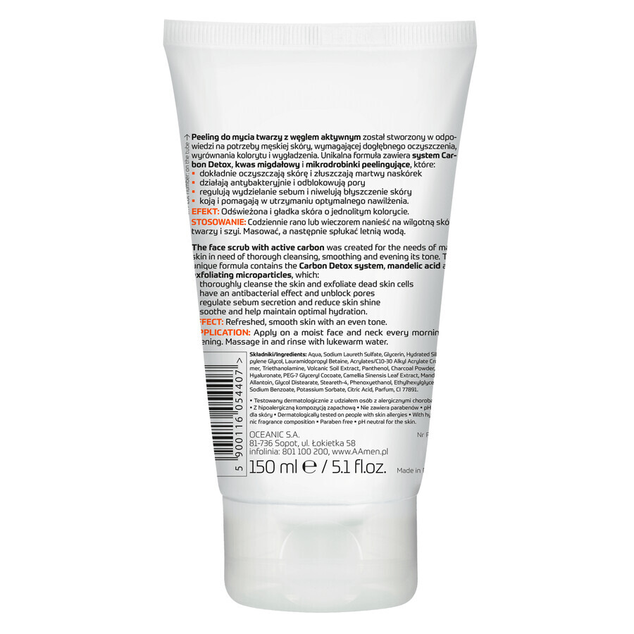 AA Men Carbon Care, gezichtsscrub met koolstof, 150 ml