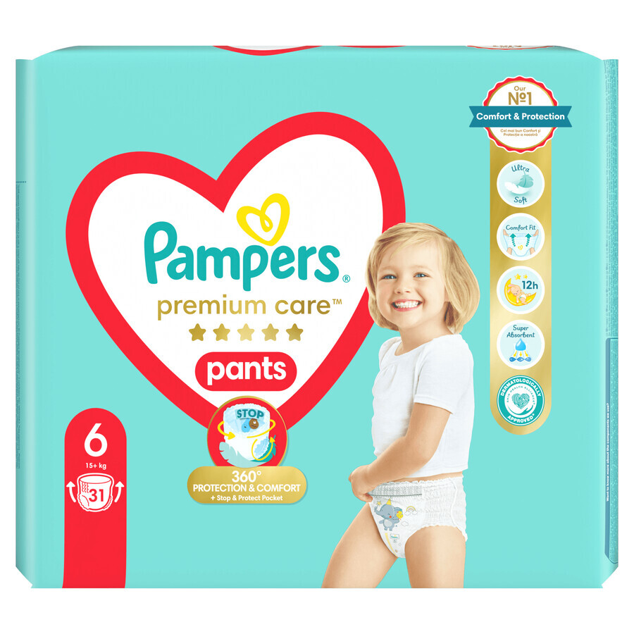 Pampers Premium Care Pants, luiers, maat 6, 15+ kg, 31 stuks