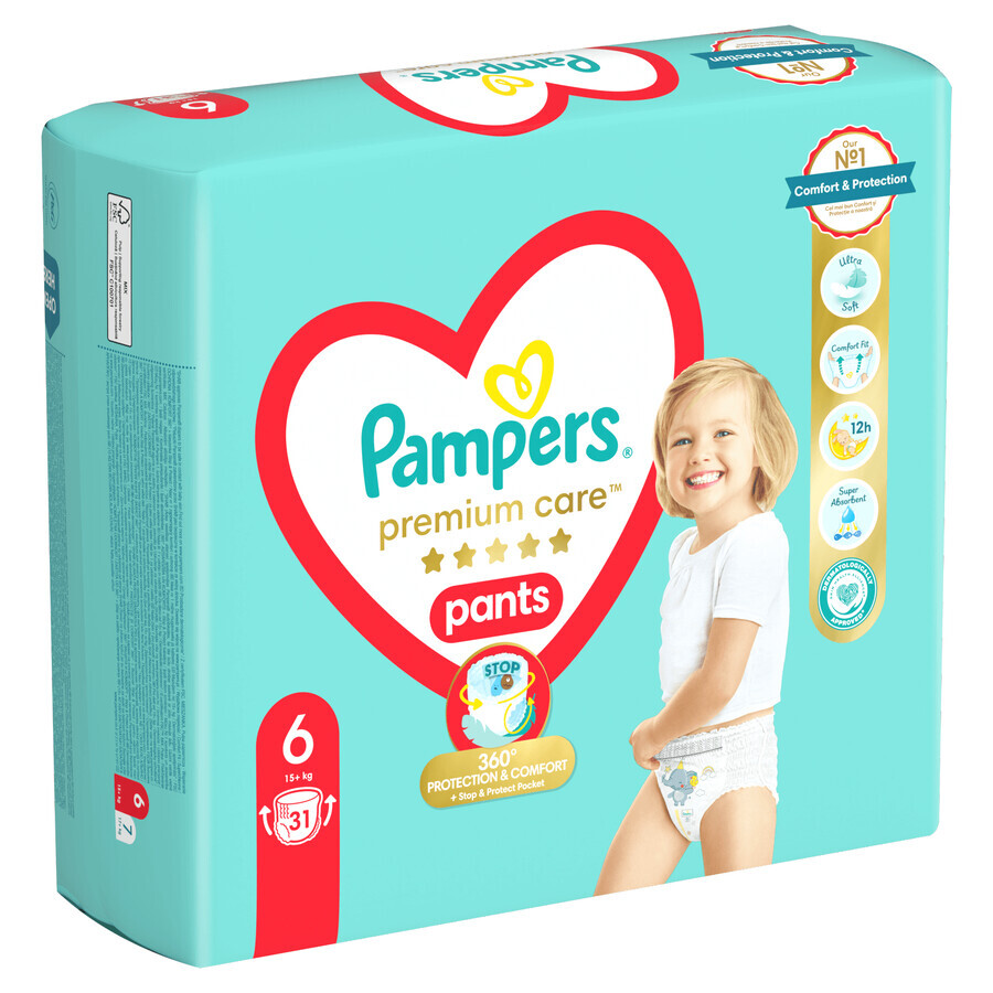 Pampers Premium Care Pants, luiers, maat 6, 15+ kg, 31 stuks