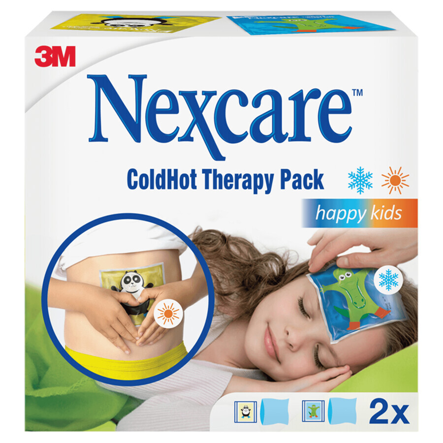 Nexcare ColdHot Happy Kids, warm-koud gel pakket, 11 cm x 12 cm, 2 stuks