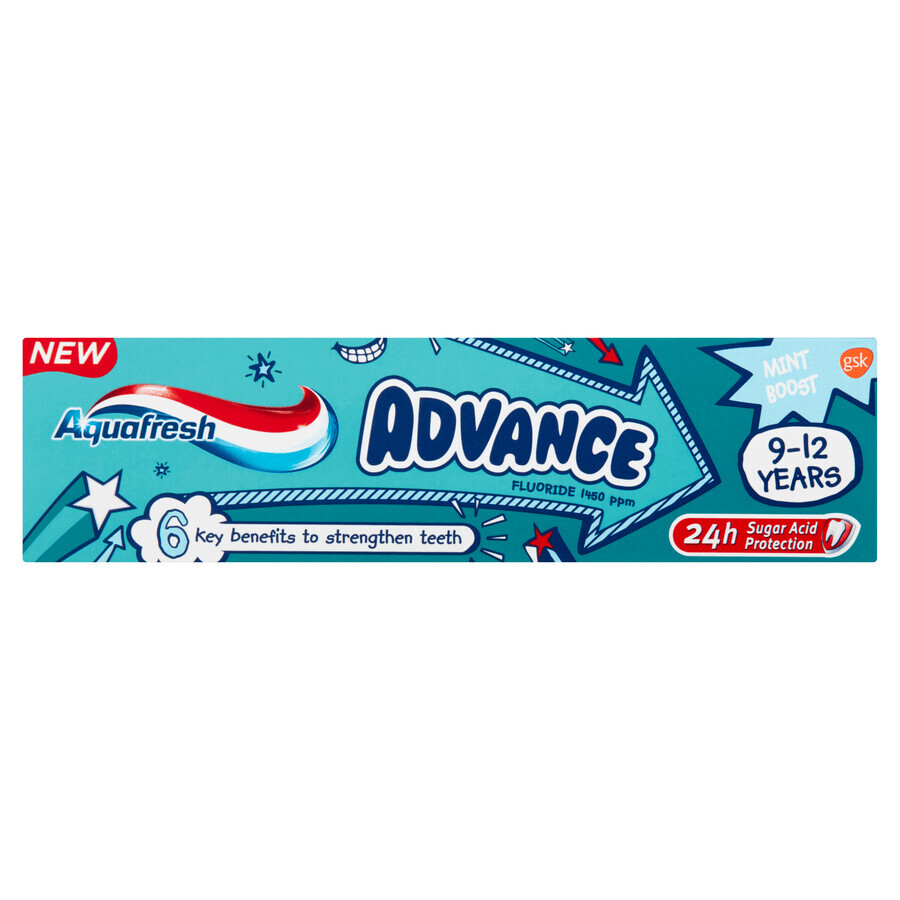 Aquafresh Advance, tandpasta voor kinderen, 9-12 jaar, 75 ml