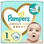 Pampers Premium Care, diapers size 1, 2-5 kg, 26 pcs