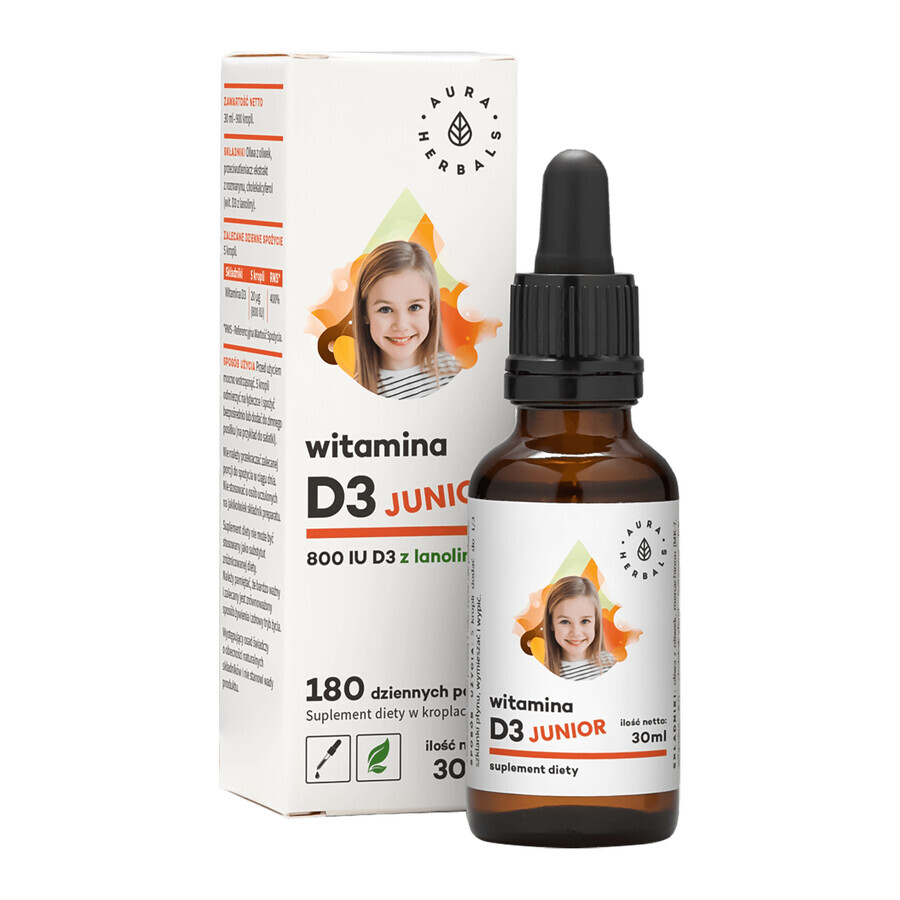 Aura Herbals, Vitamin D3 Junior 800 IU, Tropfen, 30 ml