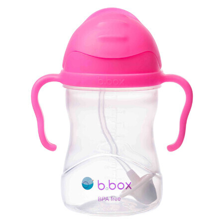 B.Box, bottiglia con cannuccia, melograno rosa, da 6 mesi, 240 ml