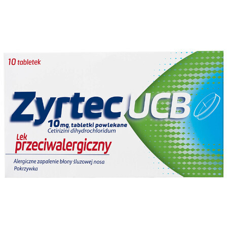 Zyrtec UCB 10 mg, 10 filmomhulde tabletten