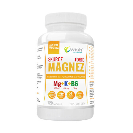 Wish Shrink Magnésium Forte, Mg + K + B6, 120 gélules