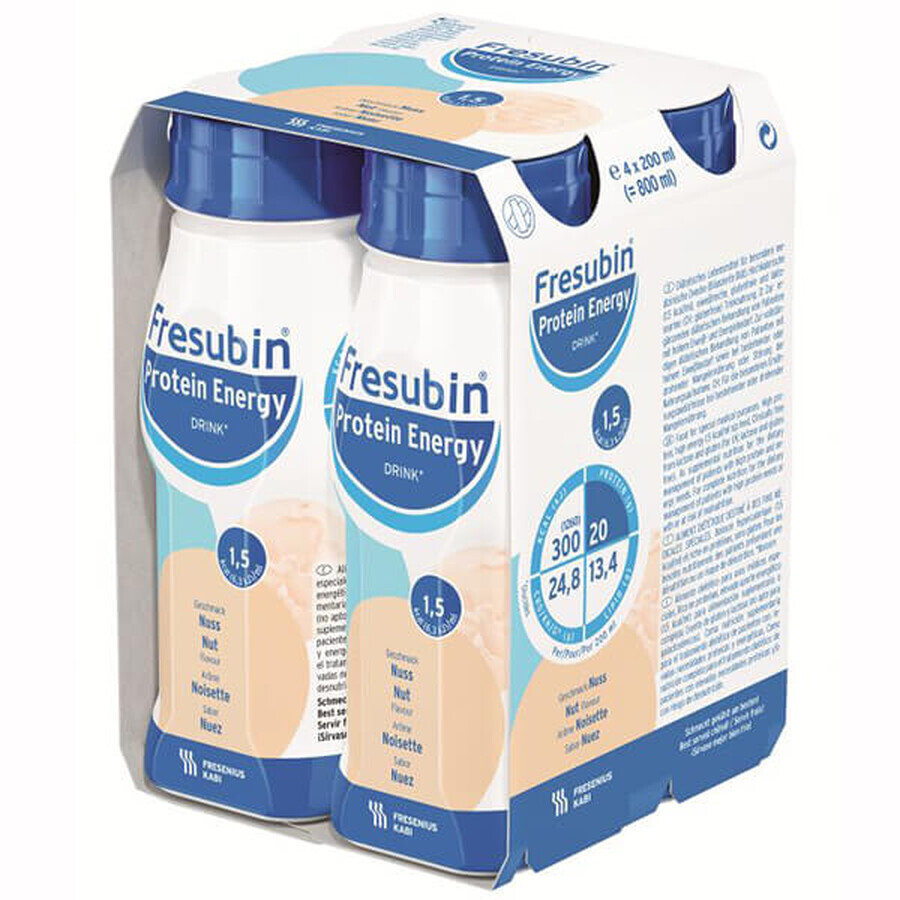 Fresubin Eiwit Energiedrank, voedingspreparaat, notensmaak, 4 x 200 ml