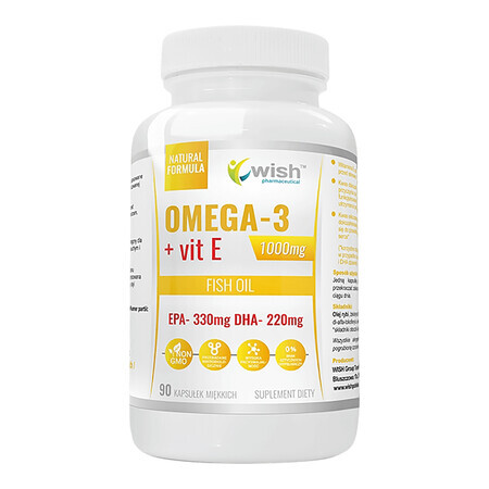 Wish, Omega-3 + vitamine E 1000 mg, 90 capsules