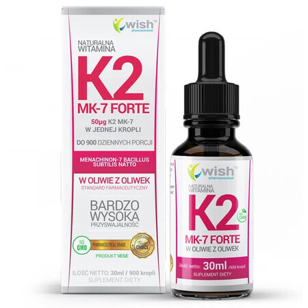 Wish K2 MK-7 Forte 50 μg, vitamin K, 30 ml