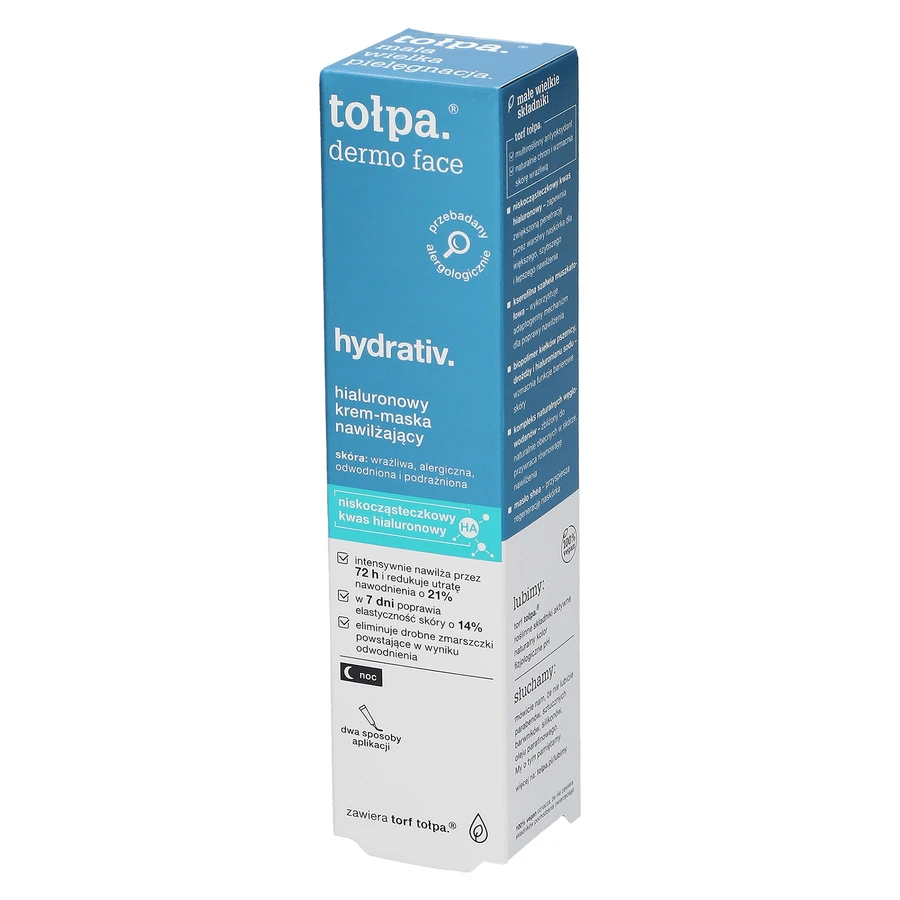 Tolpa Dermo Face, Hydrativ, hydraterend ontspannend crèmemasker voor gezicht, hals en decolleté, nacht, 40 ml