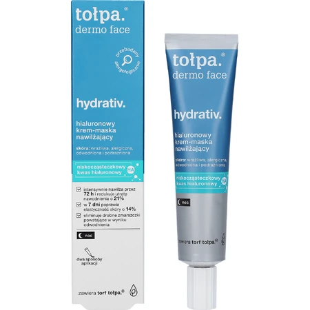 Tolpa Dermo Face, Hydrativ, hydraterend ontspannend crèmemasker voor gezicht, hals en decolleté, nacht, 40 ml