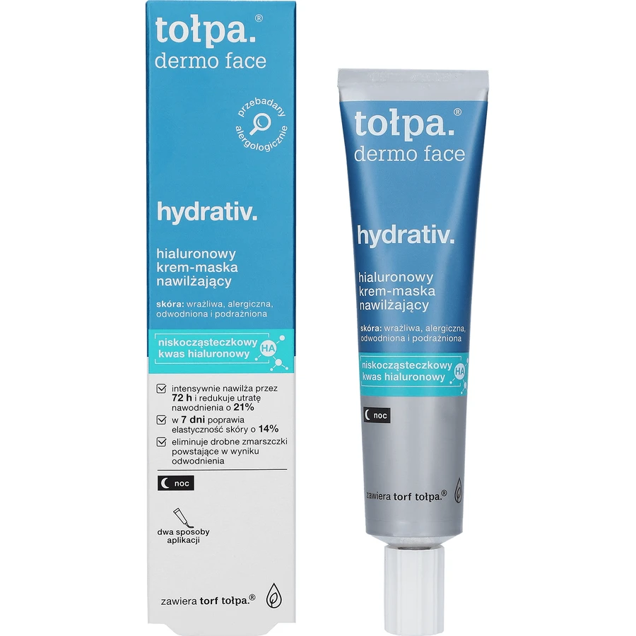 Tolpa Dermo Face, Hydrativ, hydraterend ontspannend crèmemasker voor gezicht, hals en decolleté, nacht, 40 ml