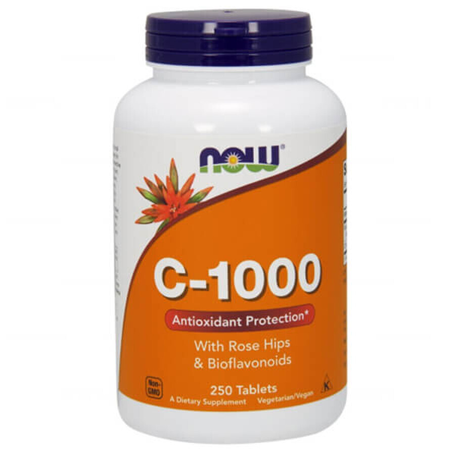 Now Foods C-1000, vitamin C + rose hips + bioflavonoids, 250 tablets