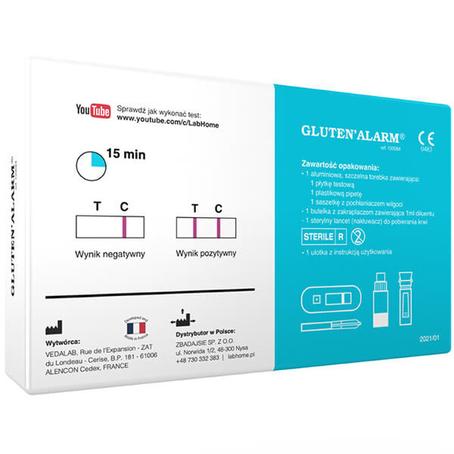 LabHome Gluten'Alarm, bloedtest voor glutenintolerantie, diagnose coeliakie, 1 stuk