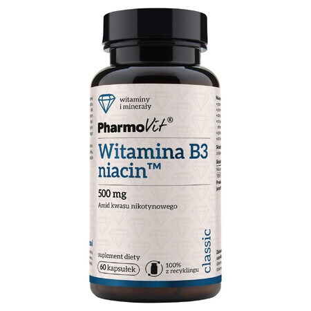 PharmoVit, Vitamine B3, Niacine 500 mg, 60 capsules