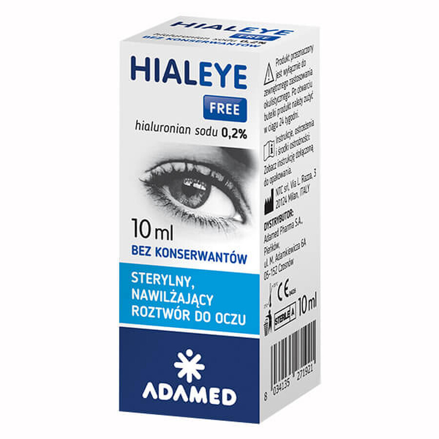 Hialeye Free 0.2%, hydraterende oogdruppels, 10 ml