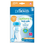 Dr. Brown's, anti-colic fles, wijdhals Options +, met speen, blauw, 2 x 270 ml