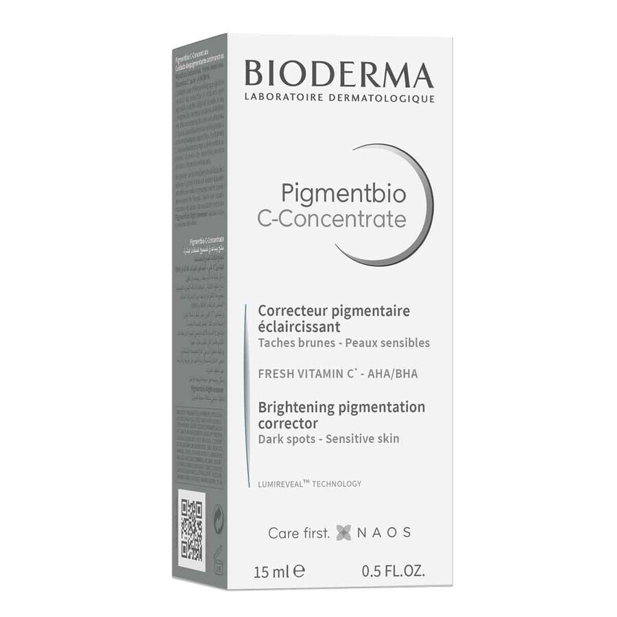 Bioderma Pigmentbio C-Concentrate, concentrato illuminante per il viso, con vitamina C, 15 ml