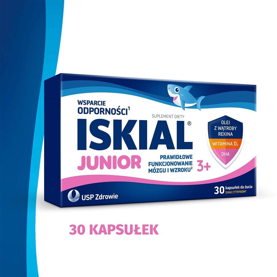 Iskial Junior, ab 3 Jahren, Zitronengeschmack, 30 Kaukapseln