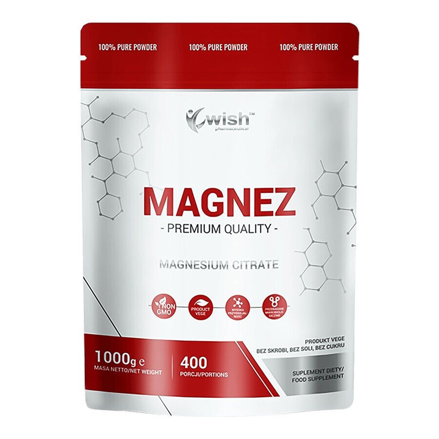 Wish Magnesium, Magnesiumcitrat, 1000 g