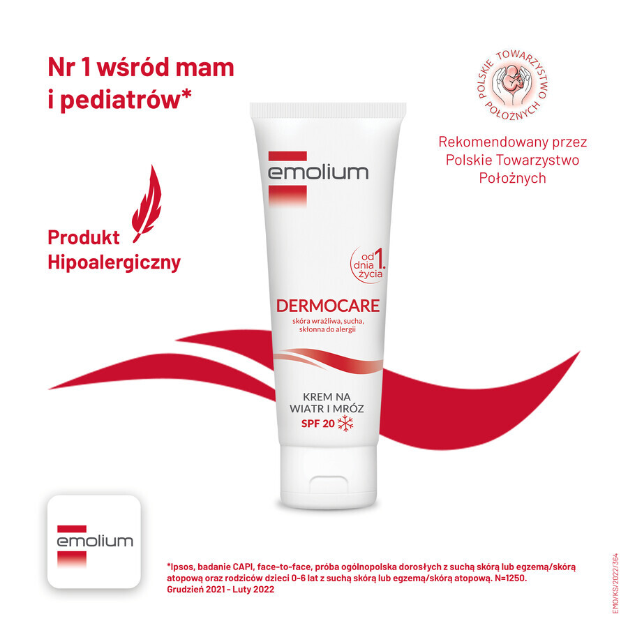 Emolium Dermocare, wind en vorst crème, vanaf dag 1, SPF 20, 75 ml