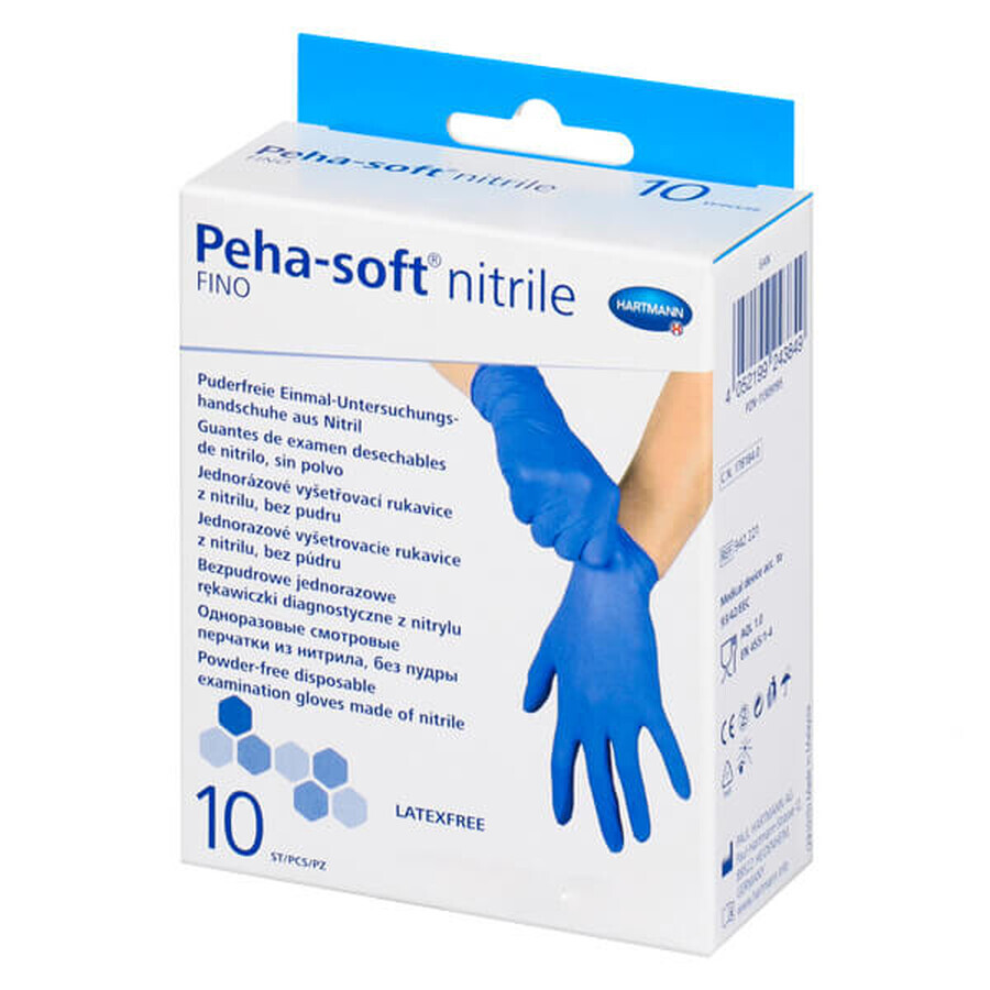 Peha-soft nitril fino, nitril handschoenen, niet-steriel, poedervrij, blauw, maat L, 10 stuks