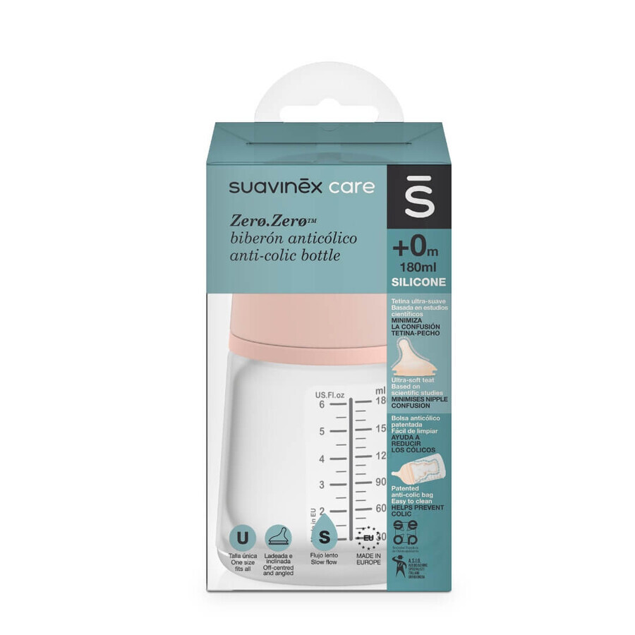 Suavinex Zero Zero Slow Flow SS Silicone Teat From Birth 180ml