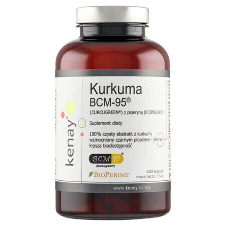 Kenay Cúrcuma BCM-95 con Piperina, 300 cápsulas