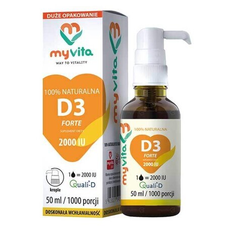 MyVita Natural D3 Forte, vitamina D 2000 UI, gocce, 50 ml