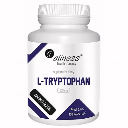 Aliness L-tryptofaan, L-tryptofaan 500 mg, 100 plantaardige capsules