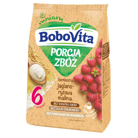 BoboVita Porcja Zbóż Jagiellano-rijstpap, framboos, zuivelvrij, zonder toegevoegde suiker, na 6 maanden, 170 g