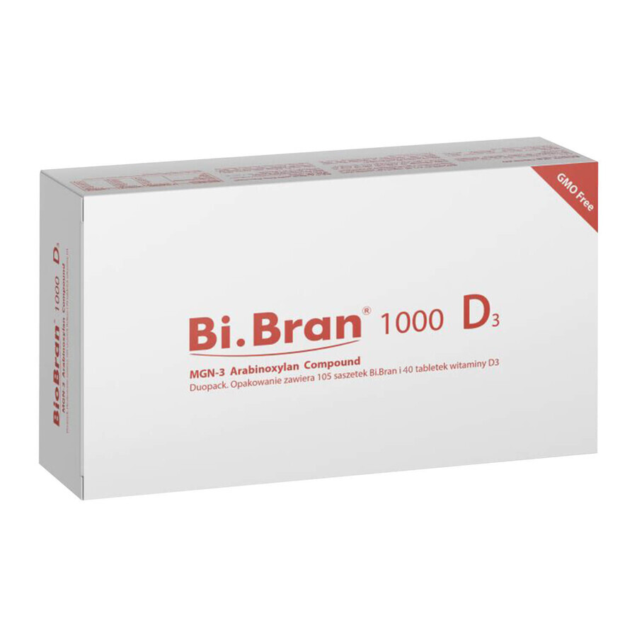 Bi.Bran 1000 D3 MGN-3 Arabinoxylan Compound, 105 sachets + vitamine D, 40 tabletten