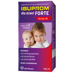 Ibuprom für Kinder Forte 200 mg/ 5 ml, Suspension zum Einnehmen, ab 3 Monaten, Erdbeergeschmack, 150 ml