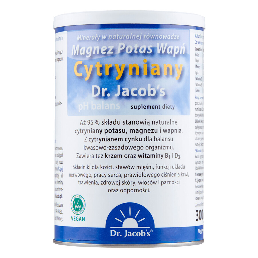 Dr. Jacob's pH-Balance Magnesium-Kalium-Calcium-Citrat, basisches Pulver, 300 g