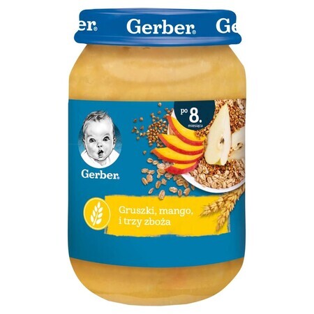 Gerber Dessert, pere, mango și trei cereale, după 8 luni, 190 g