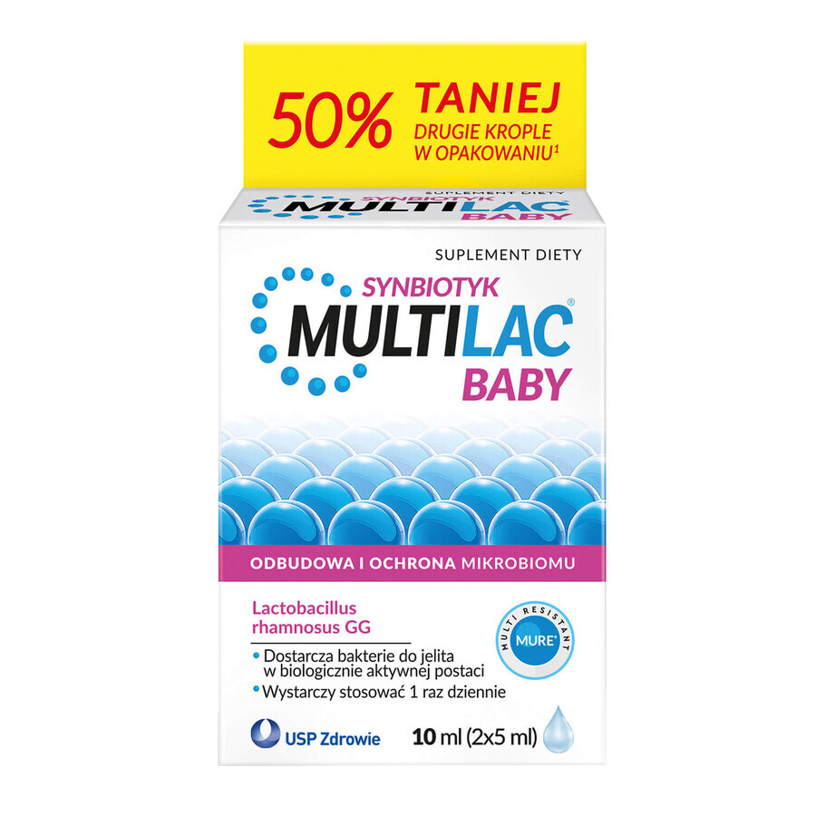 Multilac Baby Synbiotic, druppels voor kinderen vanaf 2 maanden, 2 x 5 ml