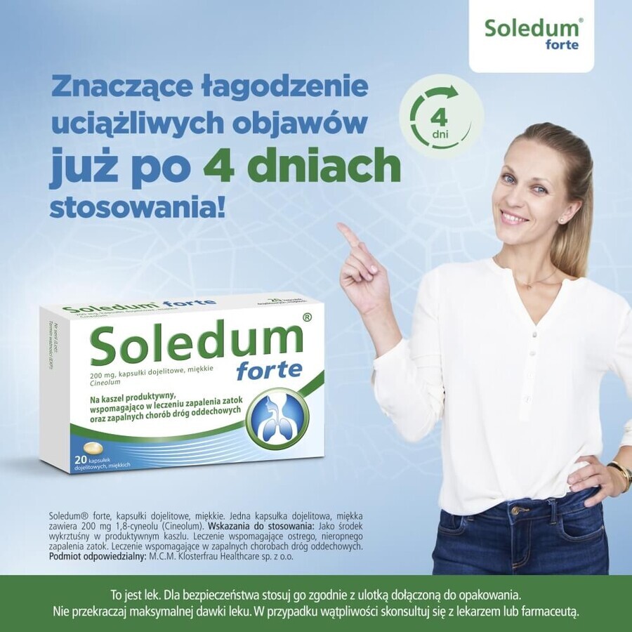 Soledum forte 200 mg, 20 maagsapresistente capsules