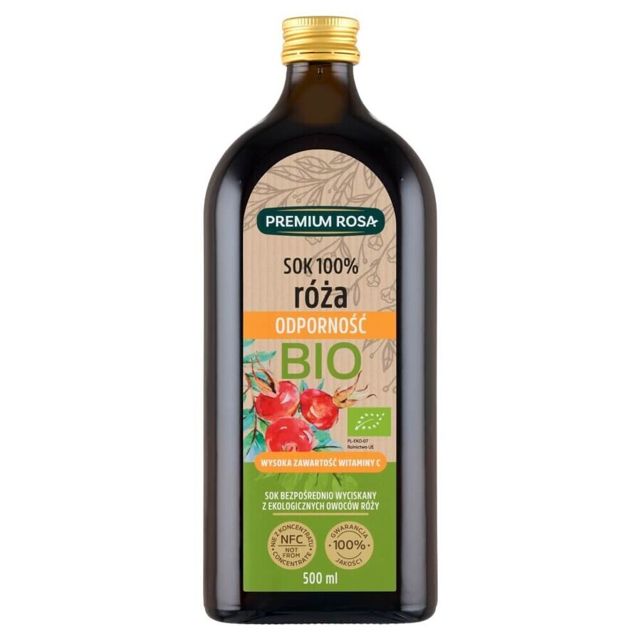 Premium Rosa Wild Rose, 100% organic fruit juice, 500 ml