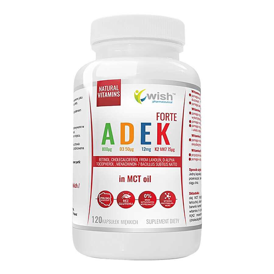 Wish ADEK Forte în ulei MCT, 120 capsule moi