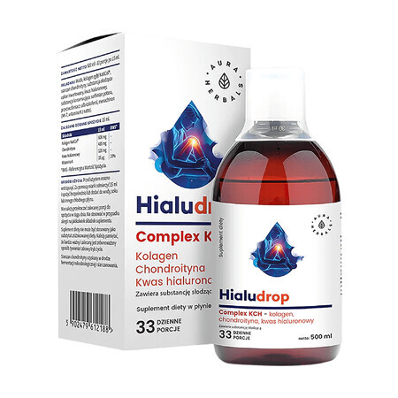 Aura Herbals, Complesso Hialudrop, collagene, condroitina, acido ialuronico, 500 ml