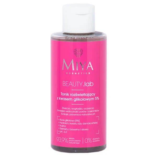Miya BEAUTY.lab, oplichtende tonic met glycolzuur 5%, 150 ml