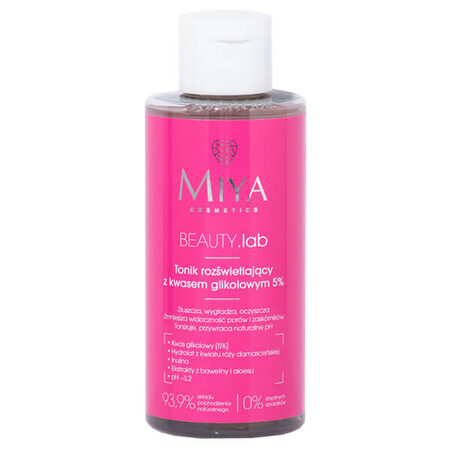 Miya BEAUTY.lab, tonic iluminator cu acid glicolic 5%, 150 ml