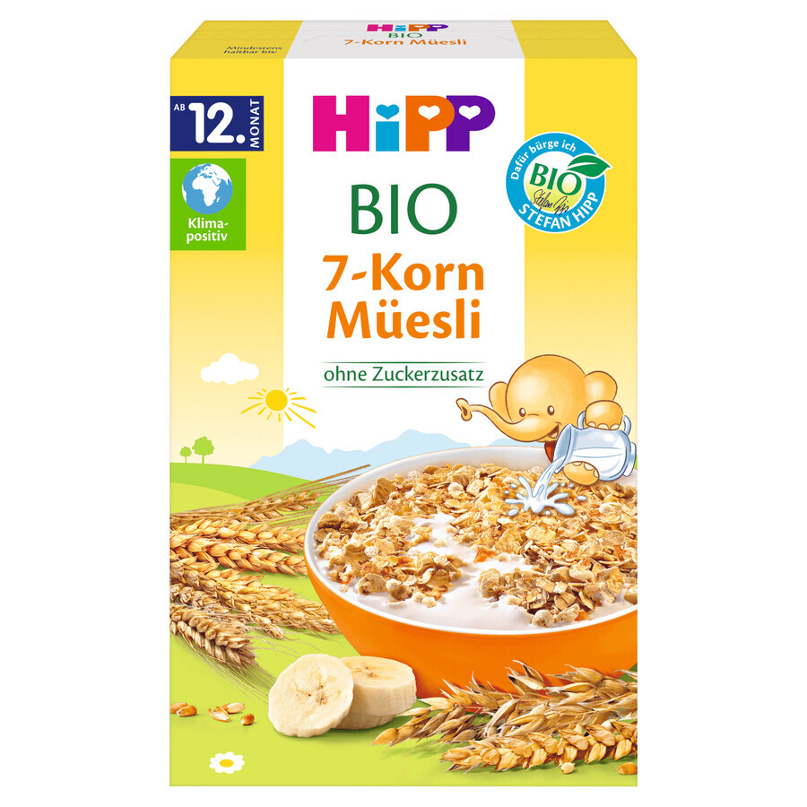 HiPP Musli 7 Cerealien Bio, Banane, ohne Zuckerzusatz, ab 12 Monaten, 200 g