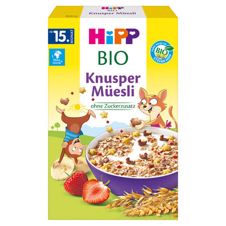 HiPP Musli Bio, plátano y fresa, sin azúcar añadido, a partir de 15 meses, 200 g