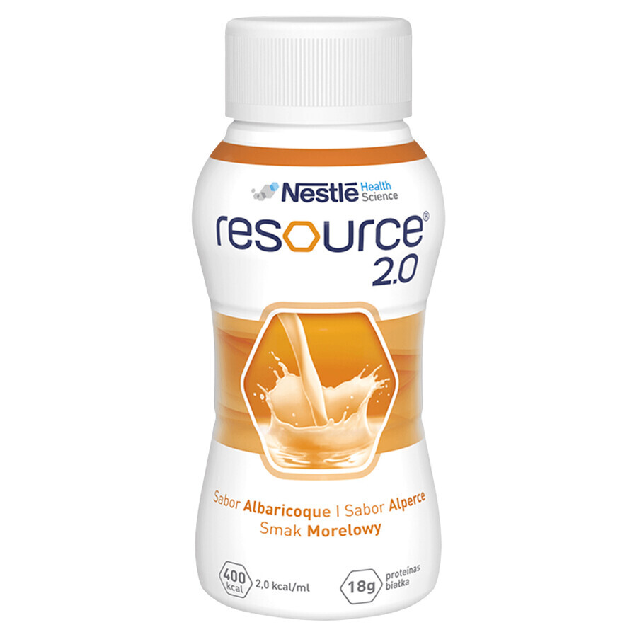 Resource 2.0, voedingssupplement, abrikozensmaak, 4 x 200 ml